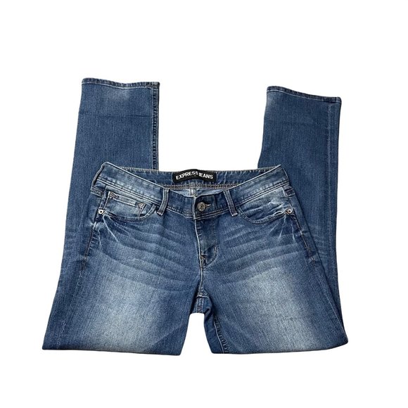 Express Cropped Skinny Stella Low Rise Blue Jeans Women's Size 8